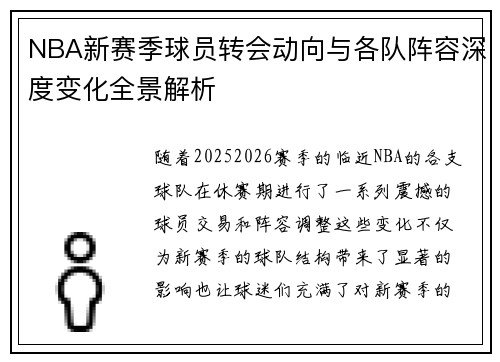 NBA新赛季球员转会动向与各队阵容深度变化全景解析 NBA新赛季球员转会动向与各队阵容深度变化全景解析